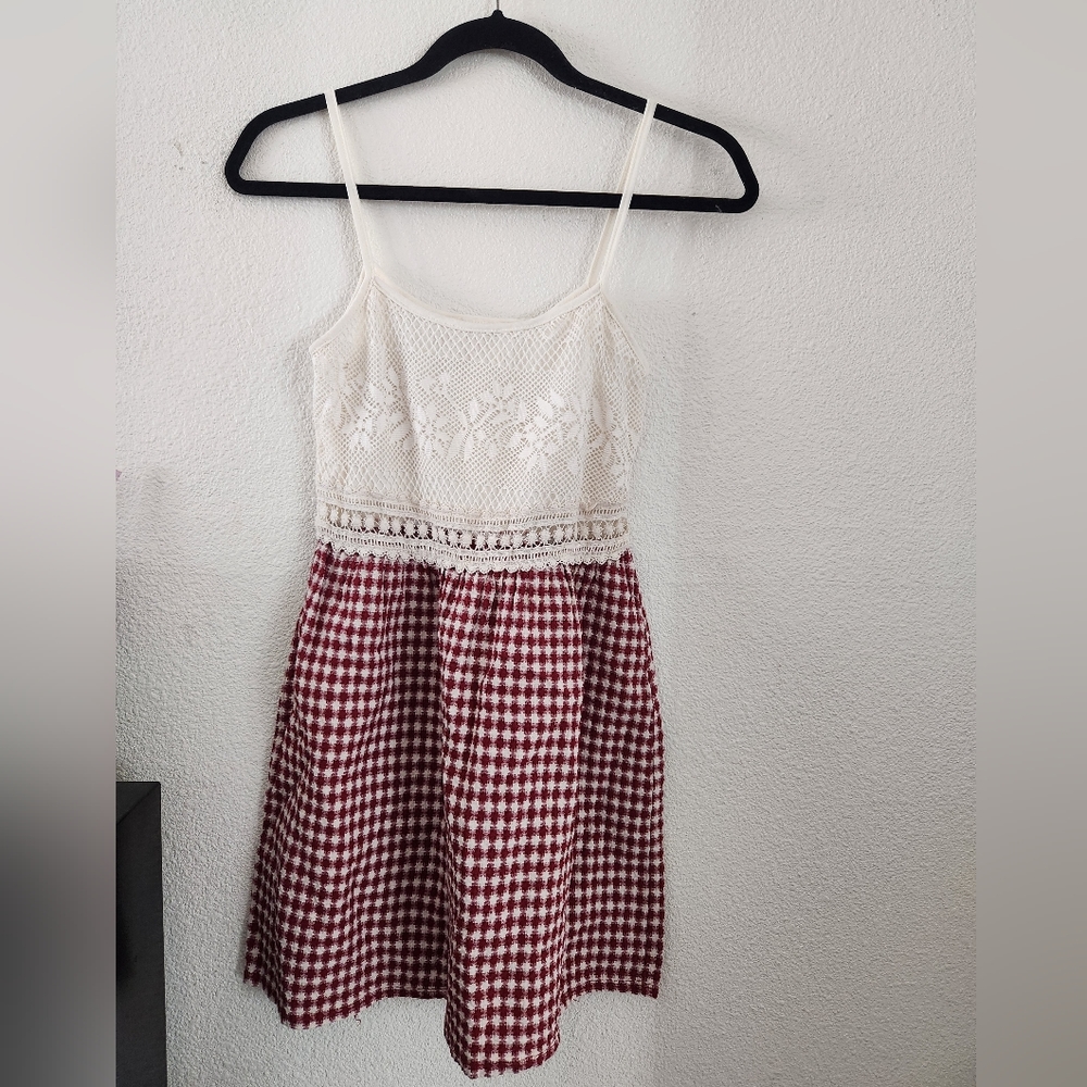 Plaid red and white dress